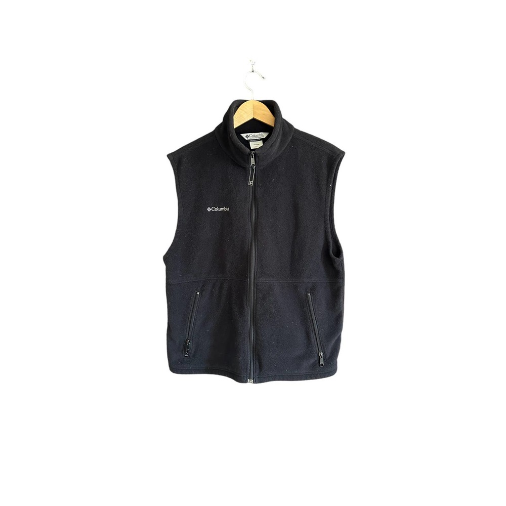 Columbia Black Fleece Vest Men’s Medium / Women’s Large Mock Neck Full Zip